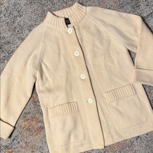 Vintage LeRoy Women's Cream Cardigan Sweater M